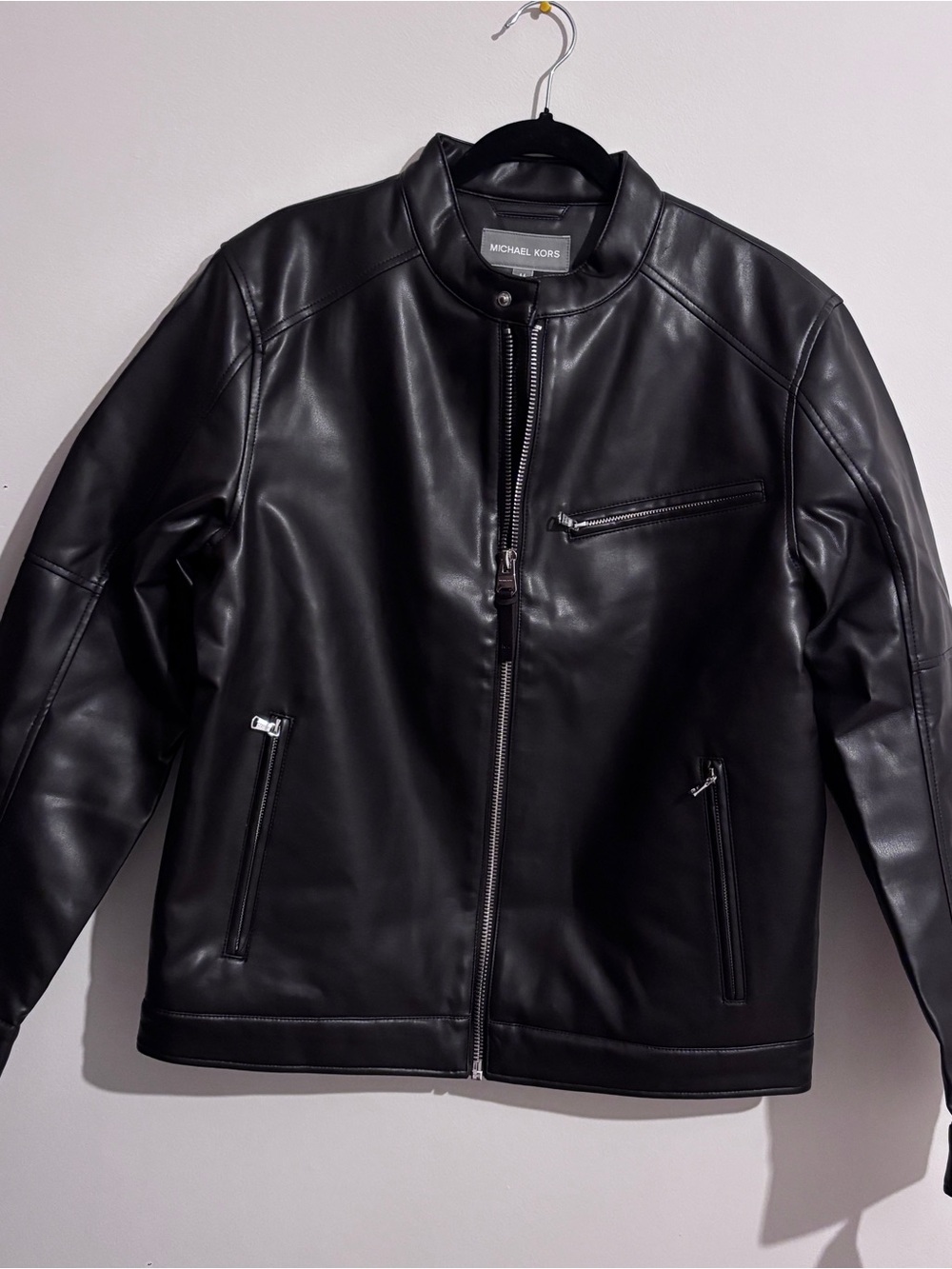 Michael Kors Espresso Faux Leather Bomber Jacket